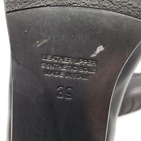 Napoleoni Boots Women EU 39 Black Lace Up Wool Leather Block Heel Made In Italy - Picture 4 of 13